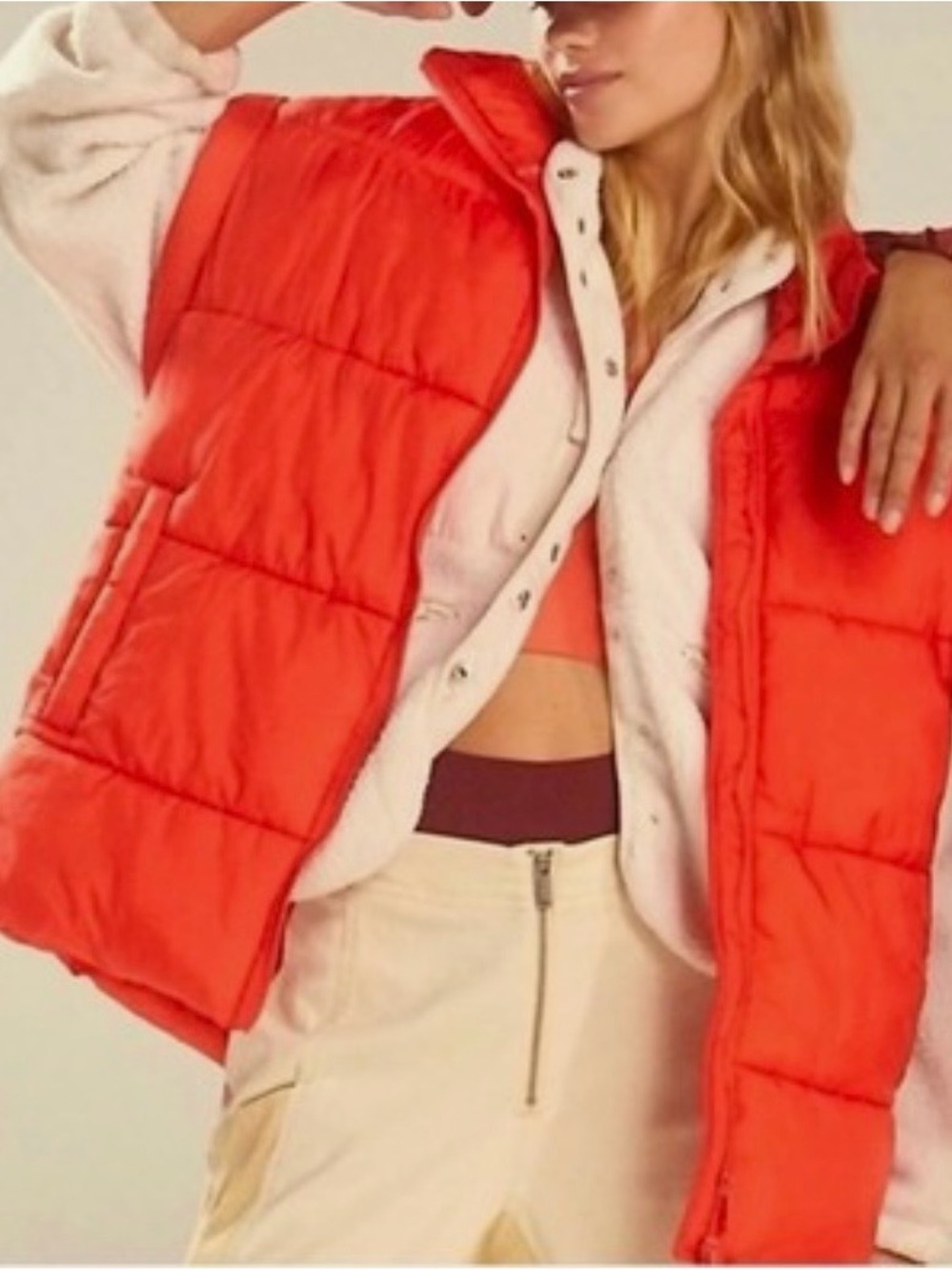 FP Movement by Free People Prima Loft Orange Quilted Puffer Vest
